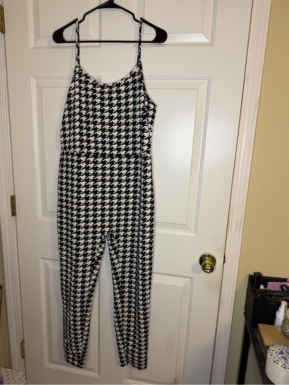 SHEIN Black & White Houndstooth Spaghetti-Strap Jumpsuit 2x